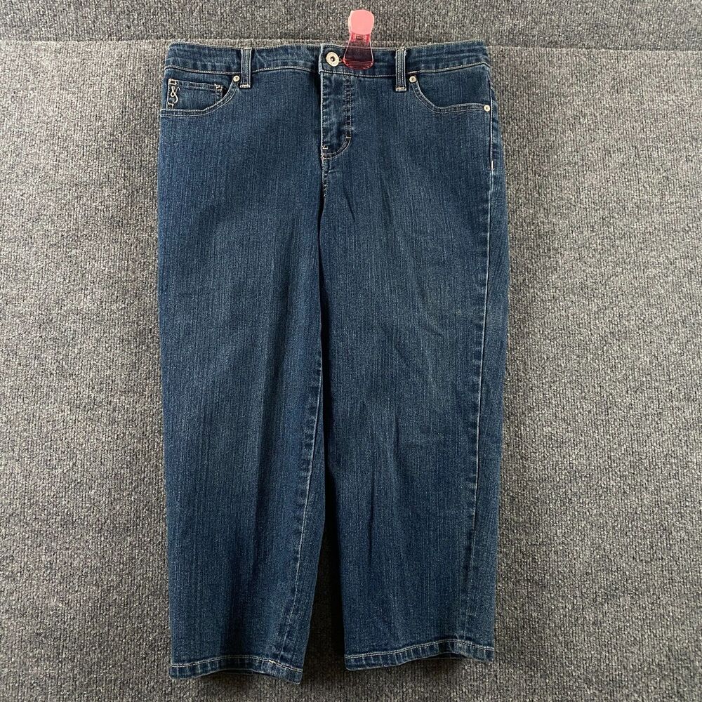 Style&co Denim Petite Tummy Control Capri Jeans Blue Womans Size 12P